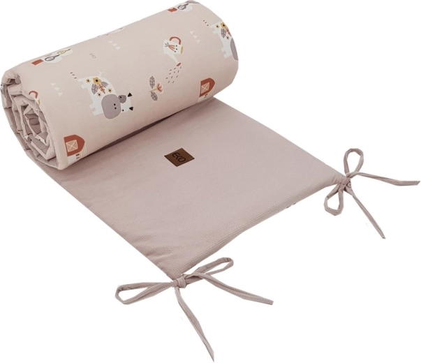 EKO chránič do postýlky Velvet My farm powder pink 180 × 35 cm