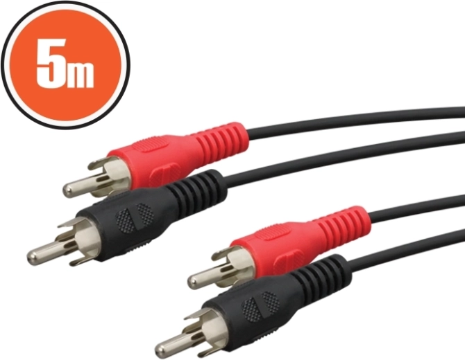 RCA audio kabel 5 m červený a černý