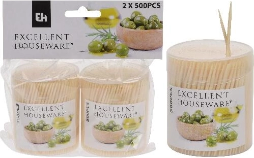 Bambusová oboustranná párátka s kulatým pouzdrem, 2 × 500 ks