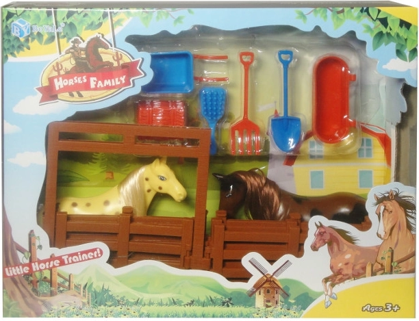 Sada koníci v ohradě s doplňky