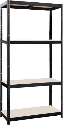 Kovový regál 90 × 45 × 180 cm, 4 police, ocel a MDF