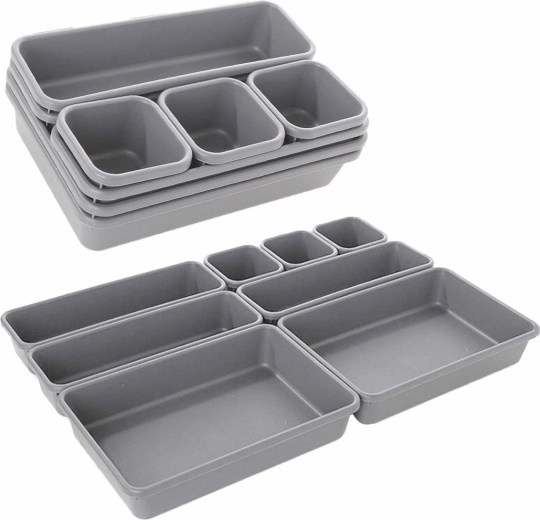 Modulární organizér do zásuvky, 8 dílů, šedý