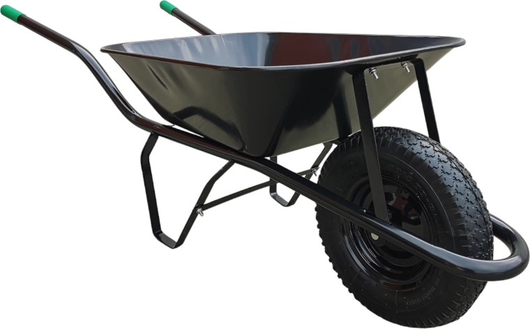 Stavební kolečko s nafukovacím kolem 60 l, tažená korba, černé