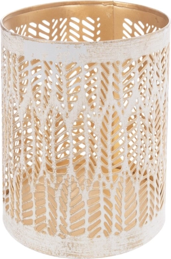 Kovový svícen Leaf béžovo-zlatý 12 cm