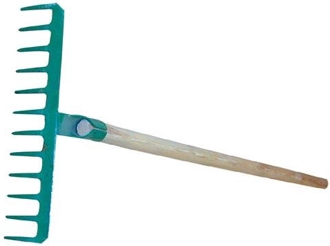 Ocelové hrábě 16 zubů s dřevěnou násadou 150 cm, šířka 45,5 cm