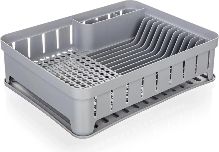 Odkapávač na nádobí s podnosem, šedý, 40 × 31 cm