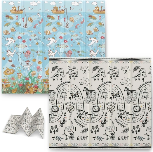 Skládací pěnová vzdělávací podložka 200 × 180 × 1 cm NUKIDO ocean–safari