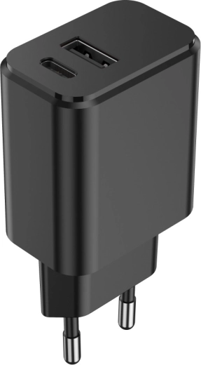 Setty síťová nabíječka 20 W s USB‑C PD a USB-A QC, černá