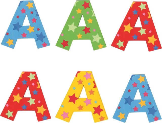 Bigjigs Toys dřevěné písmeno A s hvězdičkami