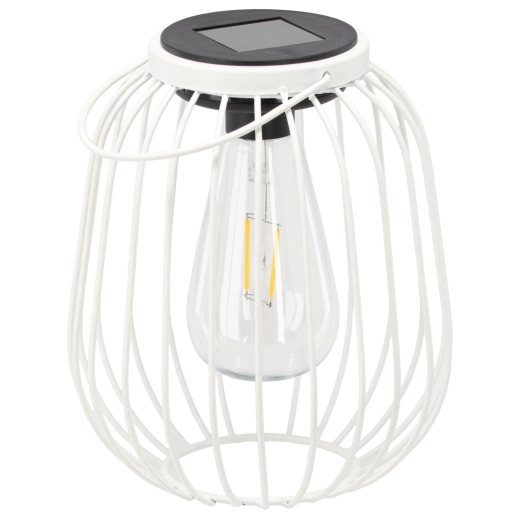 Solární kovový lampion bílý 19 cm