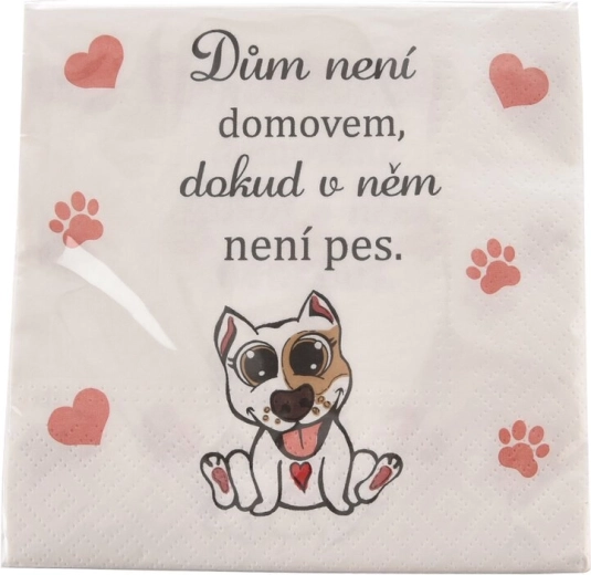 Papírové jednorázové ubrousky Dog home 33 × 33 cm, 20 ks