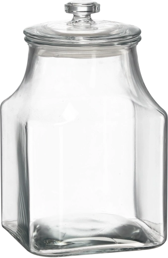Skleněná čtvercová dóza 3,3 l se skleněným víkem