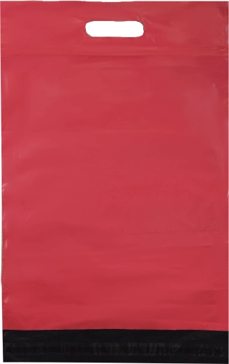 Červené kurýrní plastové obálky s uchem 400 × 500 + 70 mm, 50 ks, potisk Thank You