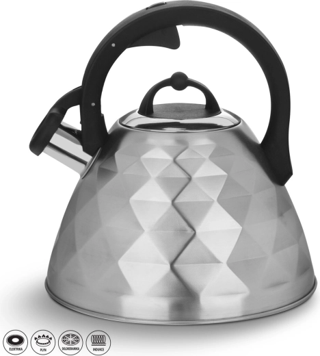 Nerezový píšťalkový čajník matný 3,4 l