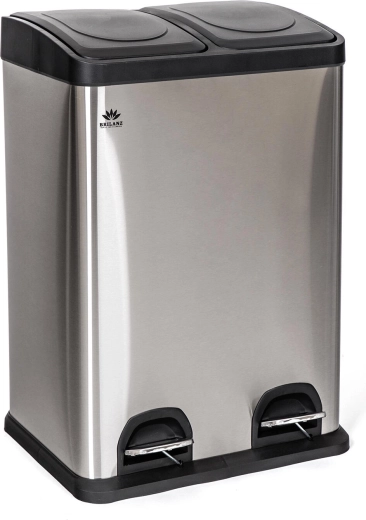 Nerezový koš na tříděný odpad 2×20 l se šlapacím pedálem