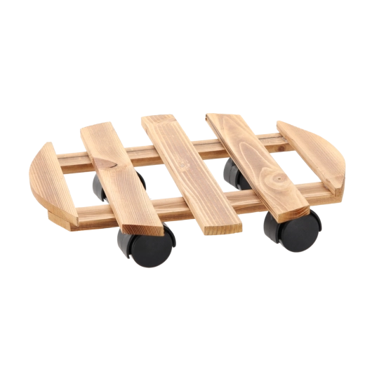 Dřevěný kulatý podstavec pod květináč na kolečkách 36 cm