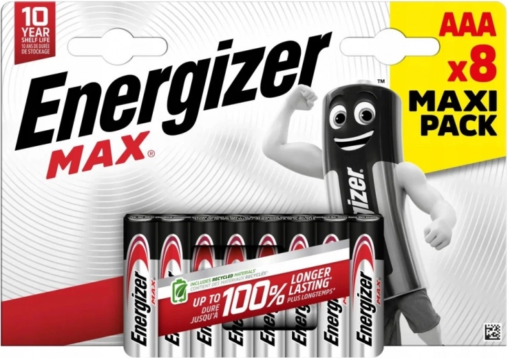 Alkalické baterie AAA ENERGIZER MAX, blister 8 ks