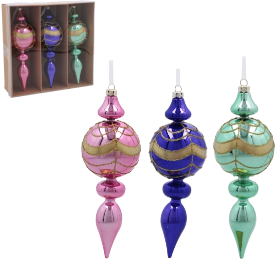 Sada plastových vánočních špic 17 cm – mix barev, 3 ks