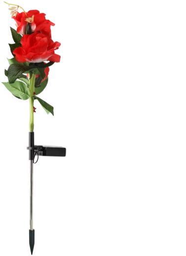 Solární zahradní lampa růže 70 cm, teplá bílá, 3 LED