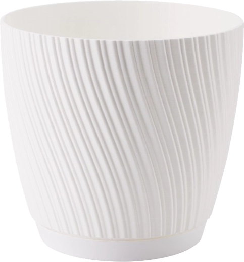 Květináč MIKA ECO RECYCLED s podmiskou 23 cm bílý
