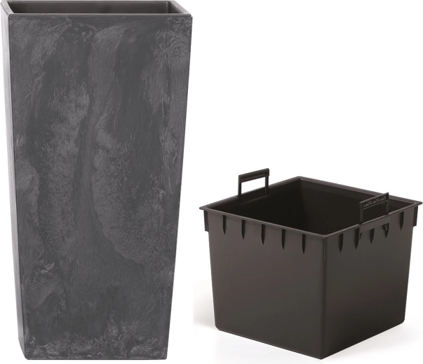 Květináč URBI Square betonový efekt s vložkou 14 × 14 cm antracit