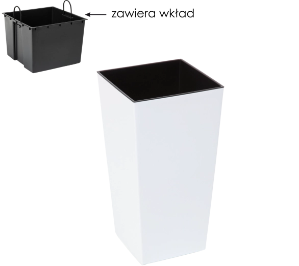 Květináč Finezja s vložkou 25 × 25 cm, bílý lesk