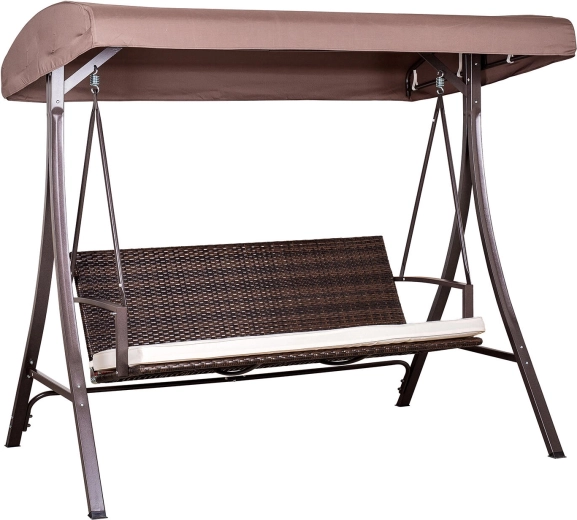 Zahradní ratanová houpačka Capri s polstrem a stříškou 193 × 117 × 173 cm