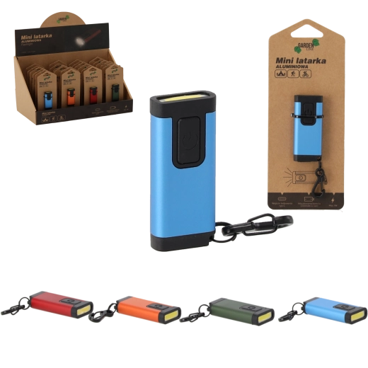 Hliníková kapesní svítilna 1W s USB‑C, mix barev