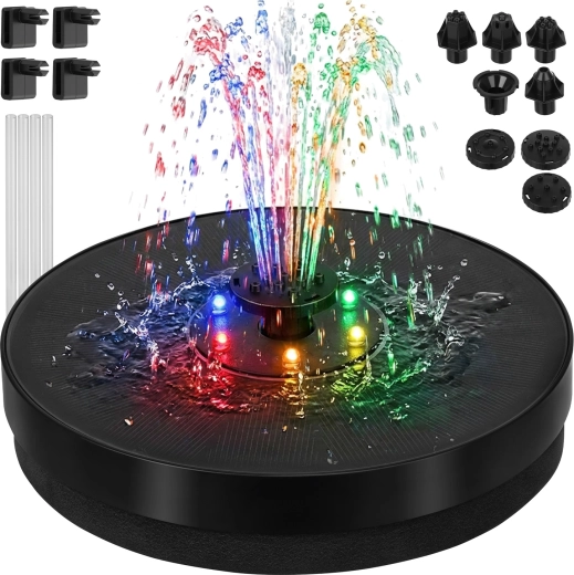Solární plovoucí zahradní fontána s RGB LED osvětlením Gardlov