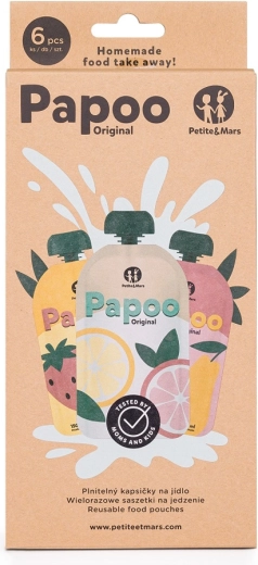 Znovupoužitelné kapsičky na jídlo PETITE&MARS Papoo Original, 6 ks