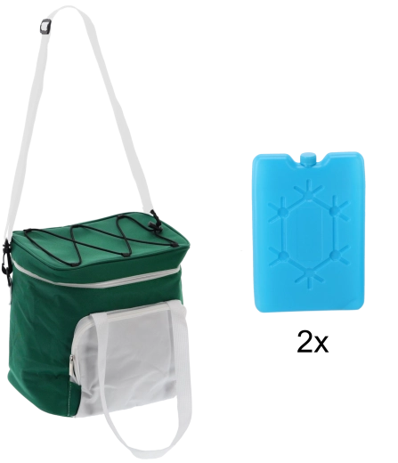 Termotaška 14 l zeleno‑bílá se dvěma chladicími vložkami
