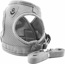 Bezuciskové postroje pro kočky a malé psy se smyčkou, velikost S, šedé