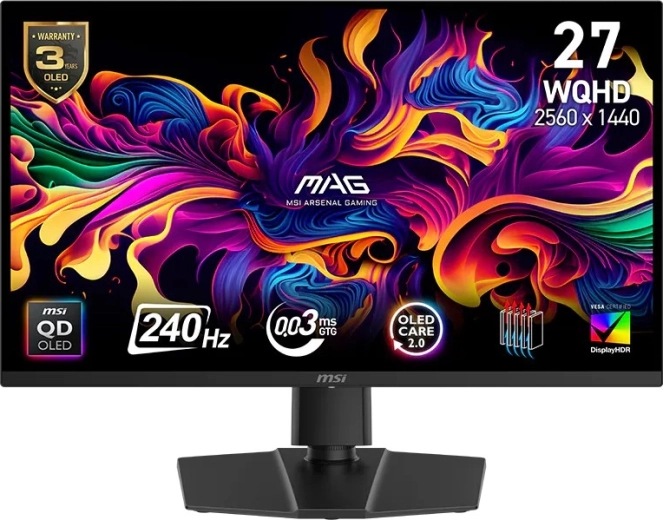 Monitor herní 27" QD‑OLED WQHD 240 Hz MAG 271QP, černý