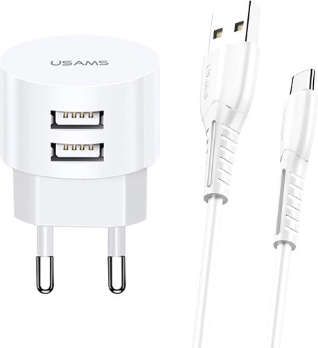Nabíječka USAMS T20 s kabelem USB-C 2xUSB 2.1A