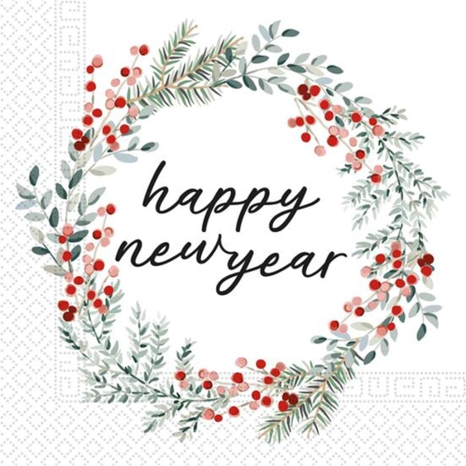 Papírové ubrousky 33 × 33 cm, 3vrstvé, motiv New Year, 20 ks