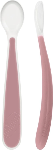 Chicco silikonová lžička soft růžová 2 ks, 6m+