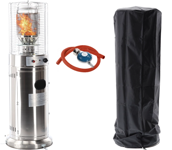 Plynový terasový ohřívač z nerezové oceli 136 cm – kompaktní