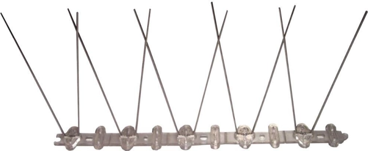 Ochranné hroty proti holubům, 25 × 11 cm, plast a nerez, 10 hrotů