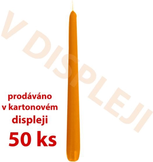Kónické parafínové svíčky oranžové 18,5 × 2,3 cm (50 ks)