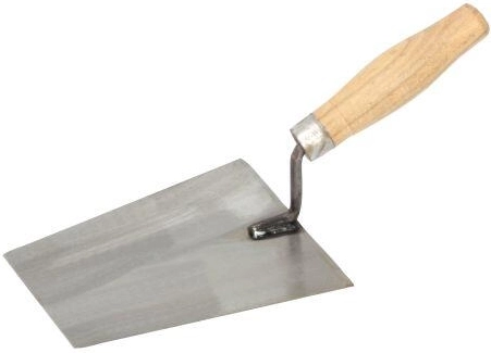 Zednická lžíce z broušené oceli 180 × 130 mm s dřevěnou rukojetí