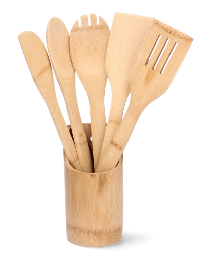 Bambusová kuchyňská sada 6 ks se stojanem