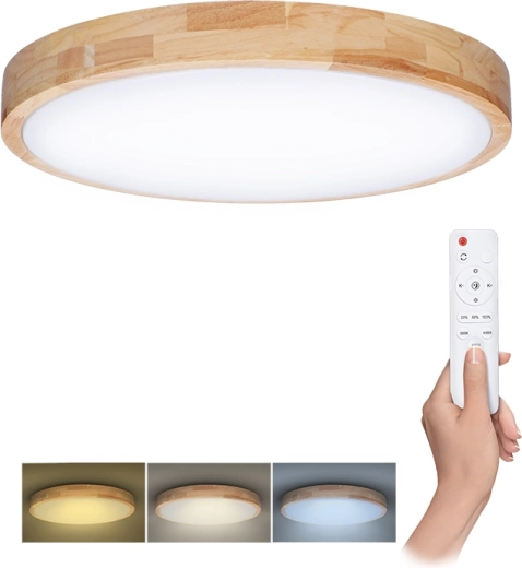 Solight LED stropní a nástěnné svítidlo Solid Oak s dálkovým ovladačem 48 W 39 cm stmívatelné CCT