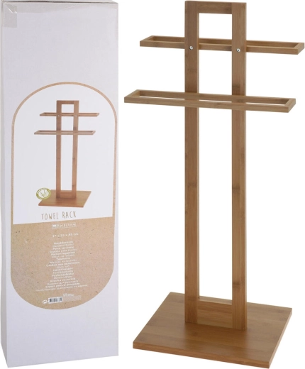 Bambusový stojanový věšák na ručníky 37 × 25 × 85 cm