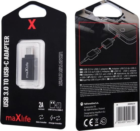 Maxlife adaptér USB 3.0 na USB‑C