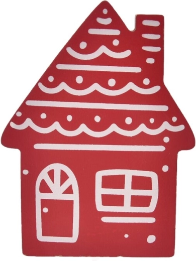 Dřevěný dekorativní domeček červený/bílý 15 cm