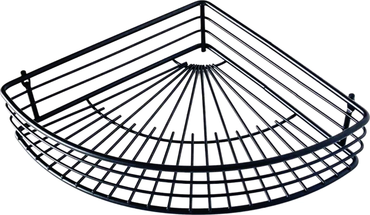 Rohová koupelnová polička z černého drátu 31,5 × 22,7 cm