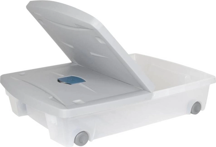 Plastový box pod postel 50 l s kolečky a víkem, světle šedý