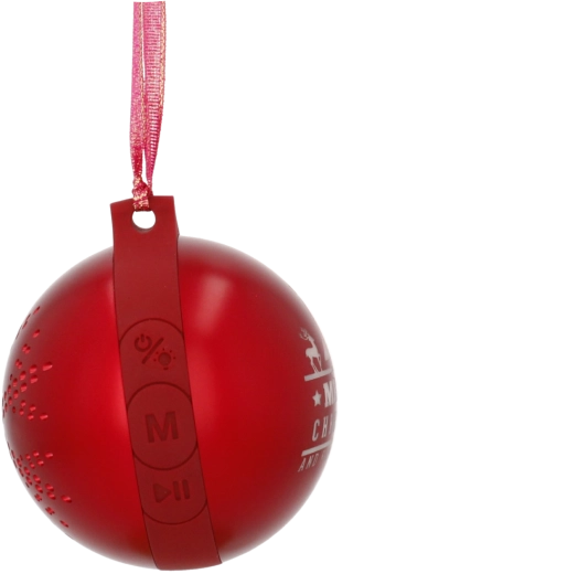 Vánoční baňka na stromeček s Bluetooth reproduktorem, červená 8,5 × 8,5 × 9,5 cm - 1 kus
