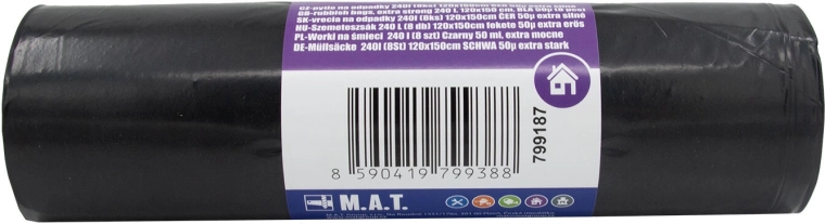 Pytle na odpad 240 l, extra silné, černé (8 ks)