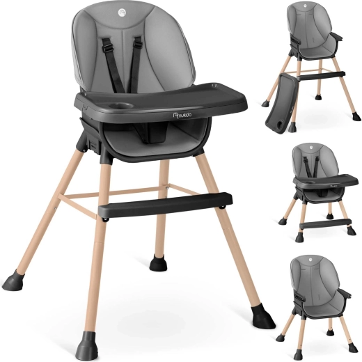 Jídelní židlička NUKIDO Tilo 3v1 šedo‑černá